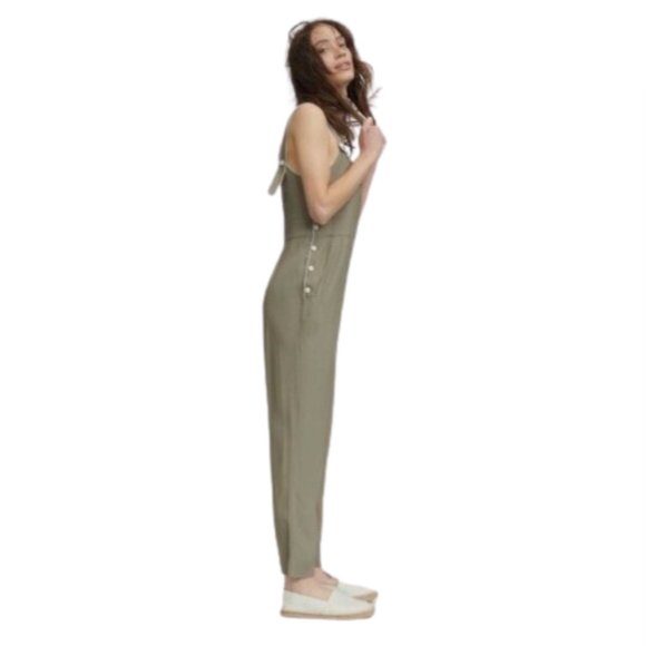 Rag & Bone Tia Overalls Jumpsuit Womens 6 Medium Olive Green Twill Jacquard Bib - Picture 3 of 13